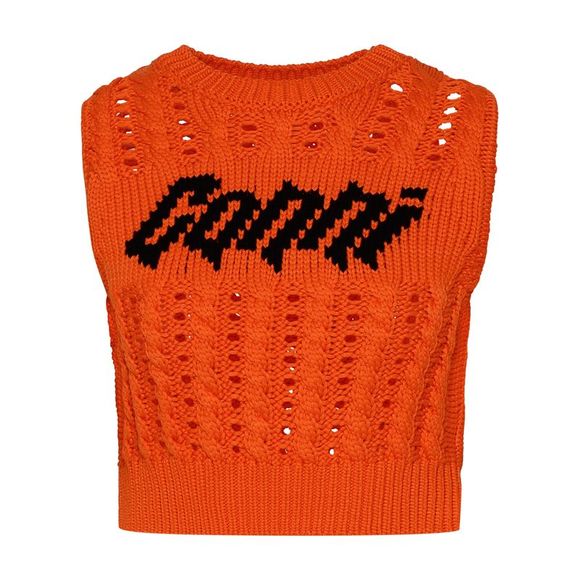 GANNI Sweaters - GANNI Smanicato In Misto Viscosa Arancione